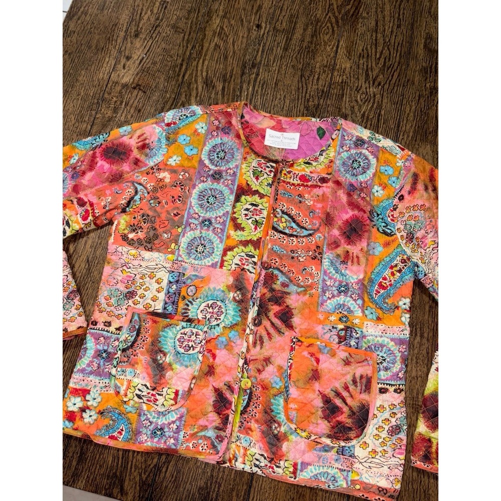Sacred Threads Patchwork Quilted Jacket Women's S… - image 3